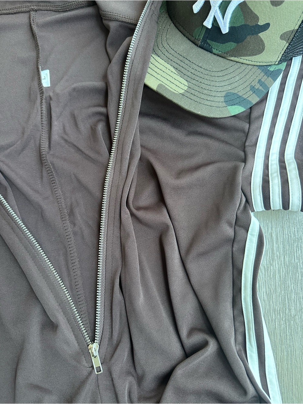 Sporty Zip-Front Jumpsuit with Striped Side Panels. NWOT. - Picture 8 of 10